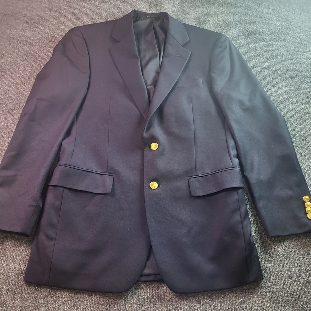 Ralph Lauren LAUREN Navy Wool Blazer Suit Jacket Size 36R Gold Color Buttons